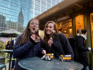 eating wafles on a private food truck tour