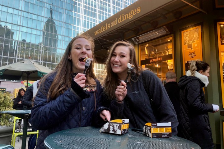 eating wafles on a private food truck tour