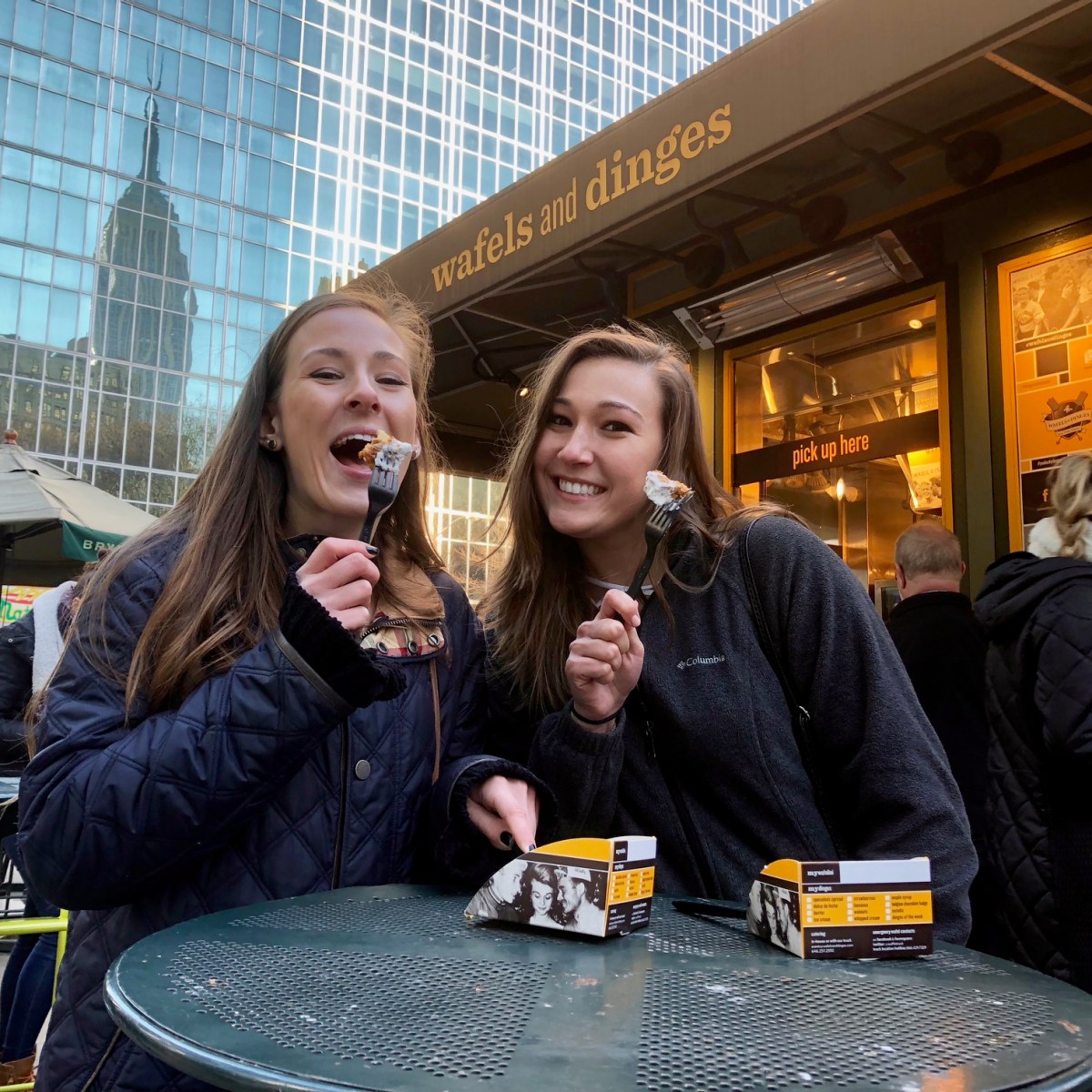 eating wafles on a private food truck tour