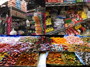 variety of photos inside a candy shop