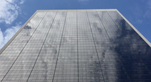 a large building with glass windows
