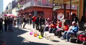 a group of people on a street