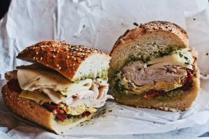 a sandwich cut in half