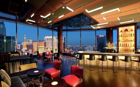 SKyBar in Las Vegas - a bar atop a large hotel with a sultry ambience