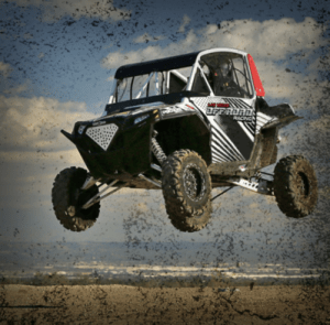 a vehicle flying on the short course