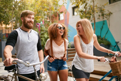 a group of people on a bike tour