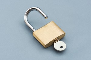 A lock with a key in it unlocked