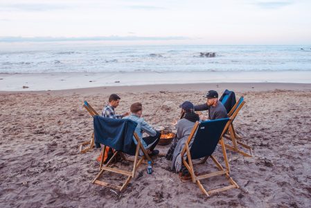 Cooking with friends by the sea side.