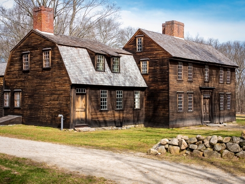 Concord, MA, USA - March 23, 2022: Some historic buildings in Concord, MA, USA dated from the time of the American Revolution