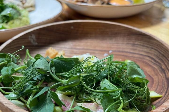 a bowl of food on a table
