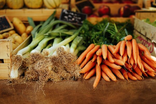 Carrots and celery on a farmstand