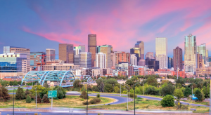 a city with tall buildings in the background