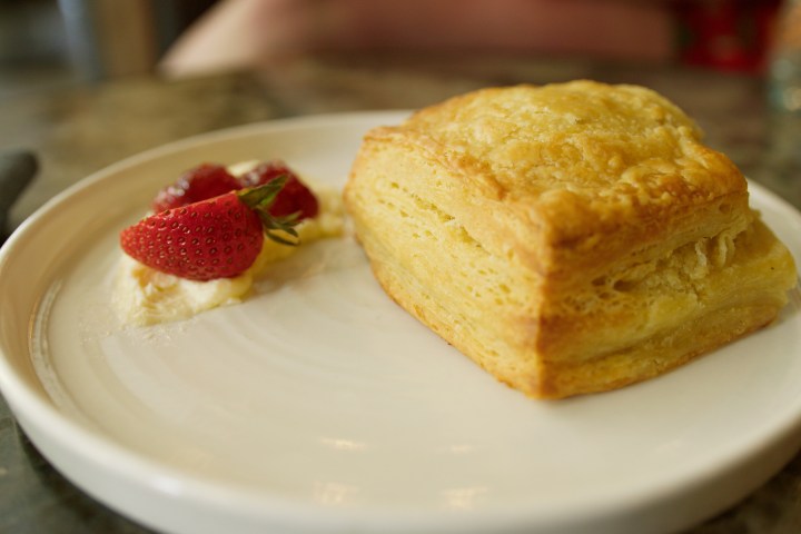 A close up of biscuits on a plate