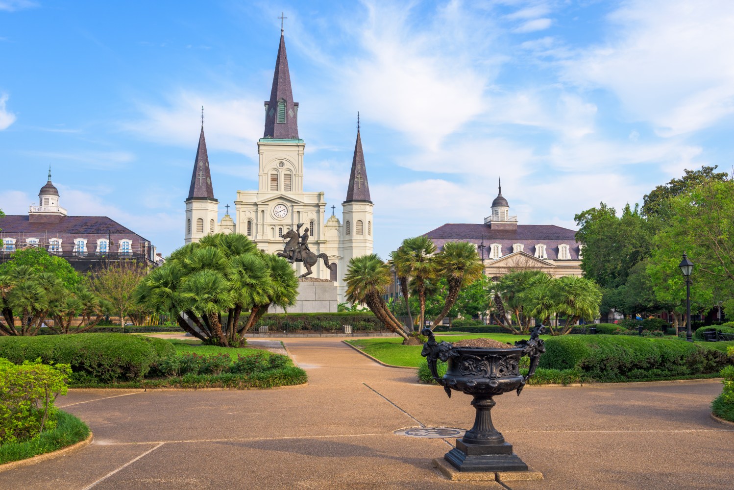 New Orleans, Louisiana, USA at Jackson Square and St. Louis Cathedral in the morning.