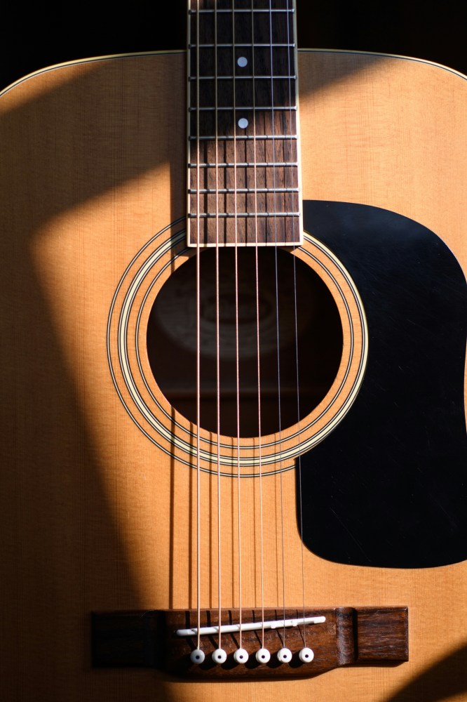 a close up of a guitar