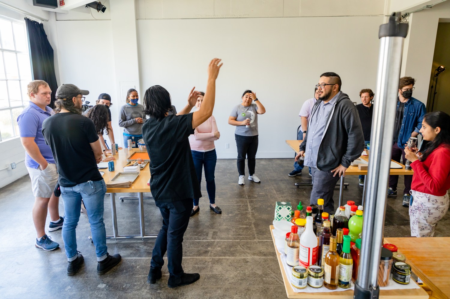 Opening remarks of a professional chef during a teambuilding cooking class in Austin