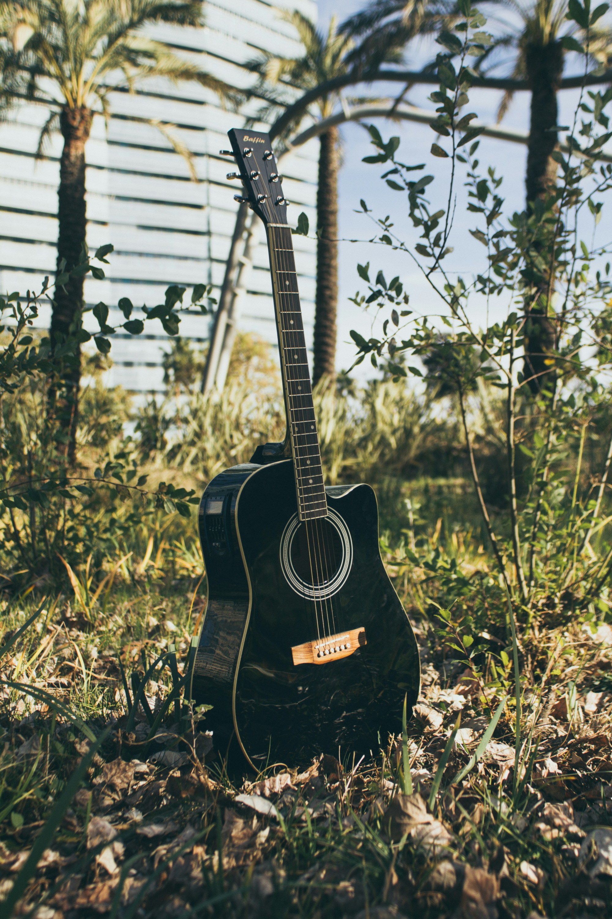 tony-rojas-7kueosQ7Inc-unsplash a guitar next to a forest